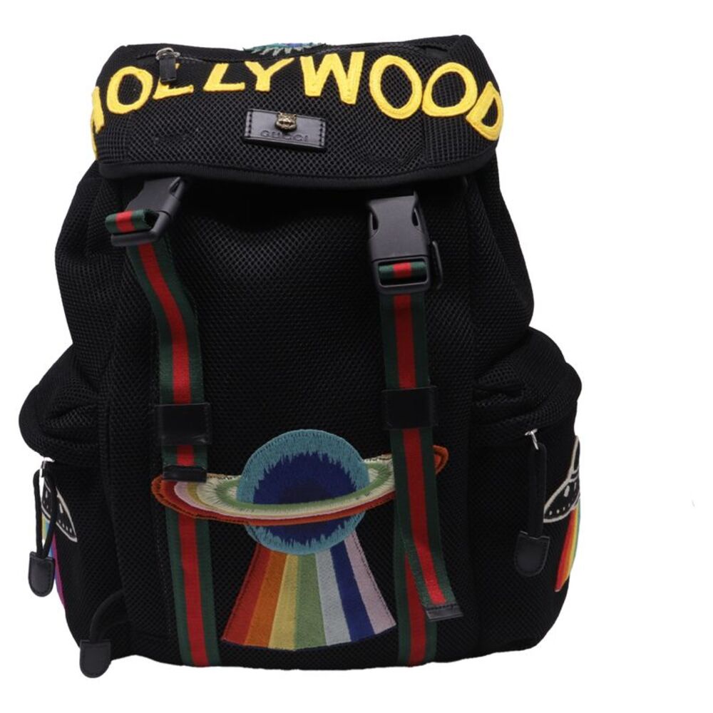 Gucci Hollywood Embroidered Rucksack Backpack in Black Polyester